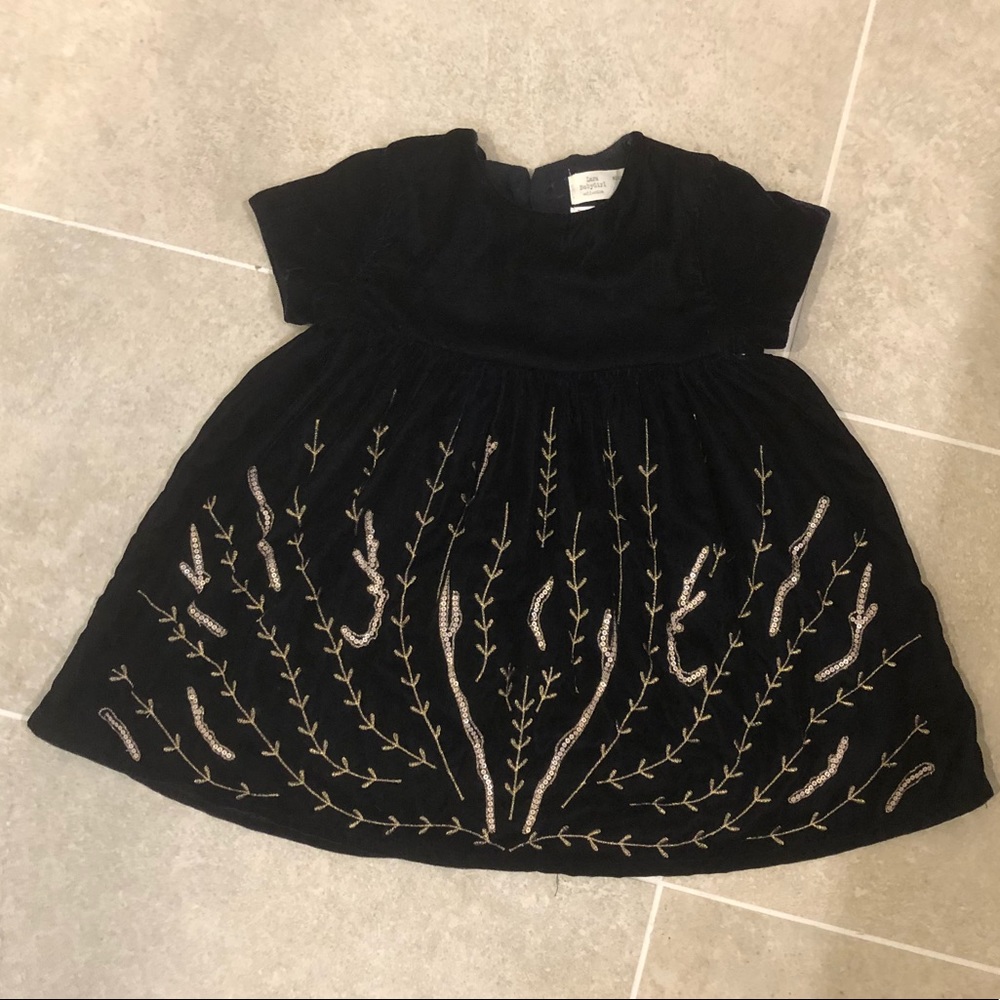 Zara Baby Navy Velour Dress